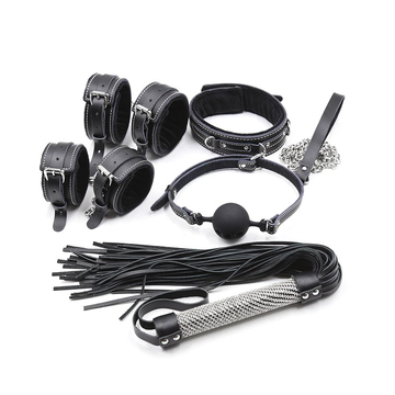 5Pcs PU Leather BDSM Set / Adult Sex Toy for Games / Erotic Whip and Handcuffs - EVE's SECRETS
